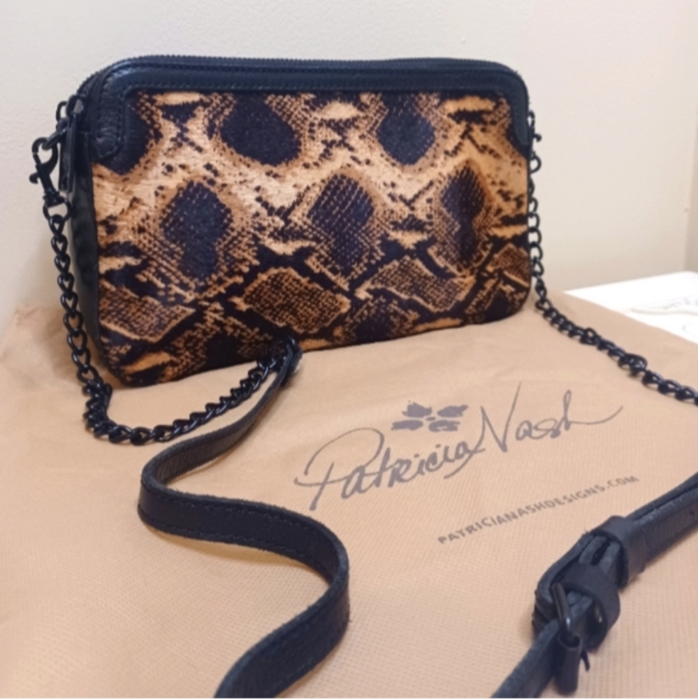BEAUTIFUL PATRICIA NASH CHAMBERY PYTHON CALF HAIR AND GENUINE LEATHER CROSSBODY